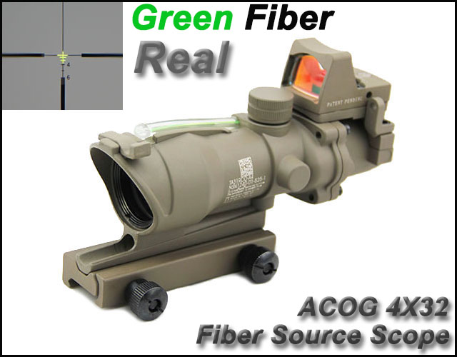 New Tactical ACOG 4x32 Mini Red Dot Scope With Real green fiber